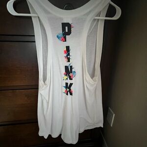 PINK Victoria's Secret White Relaxed Cut Out Tank Top